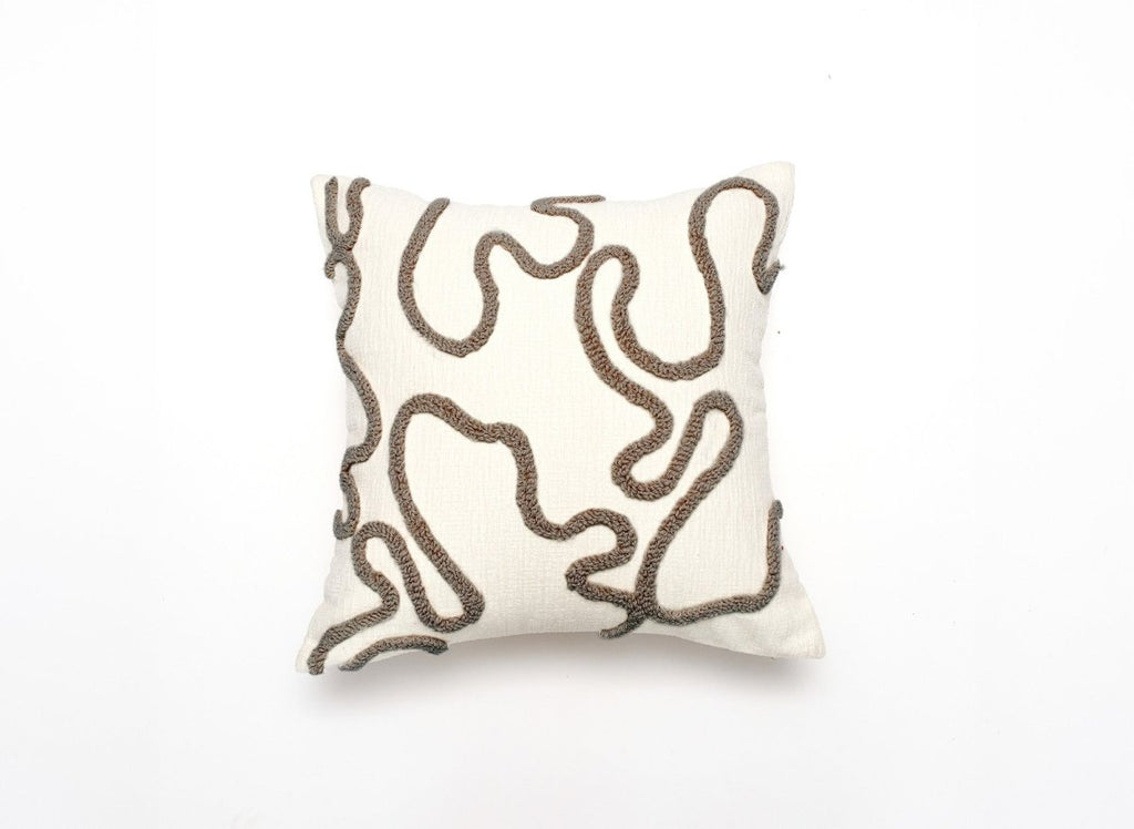 Coussin beige à motifs marrons 45x45 cm BROOKLYN