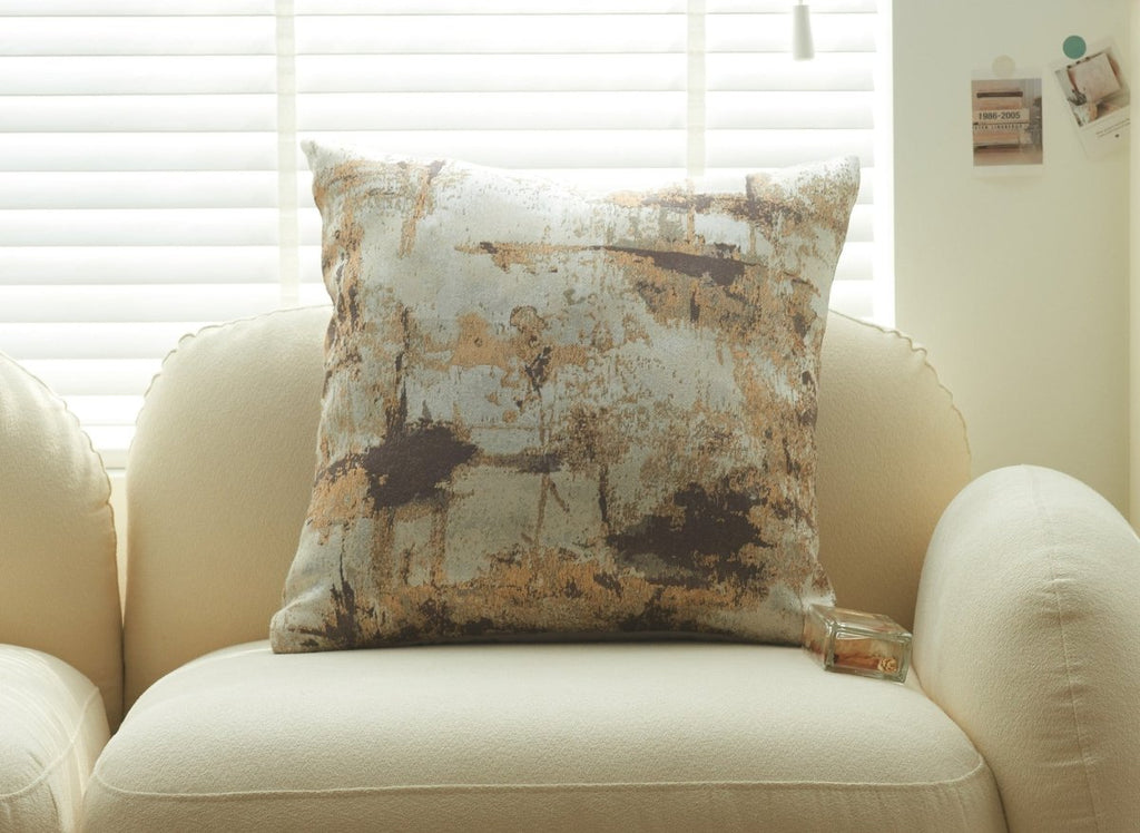 Coussin beige à motifs marrons 45x45 cm CASA