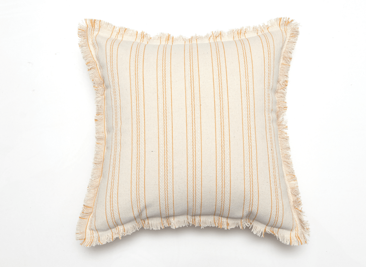 Coussin beige à rayures jaunes texturées  45x45 cm PAVIA