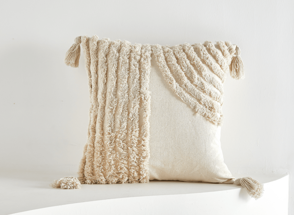 Coussin beige à tissu texturé 45x45 cm MONTREAL