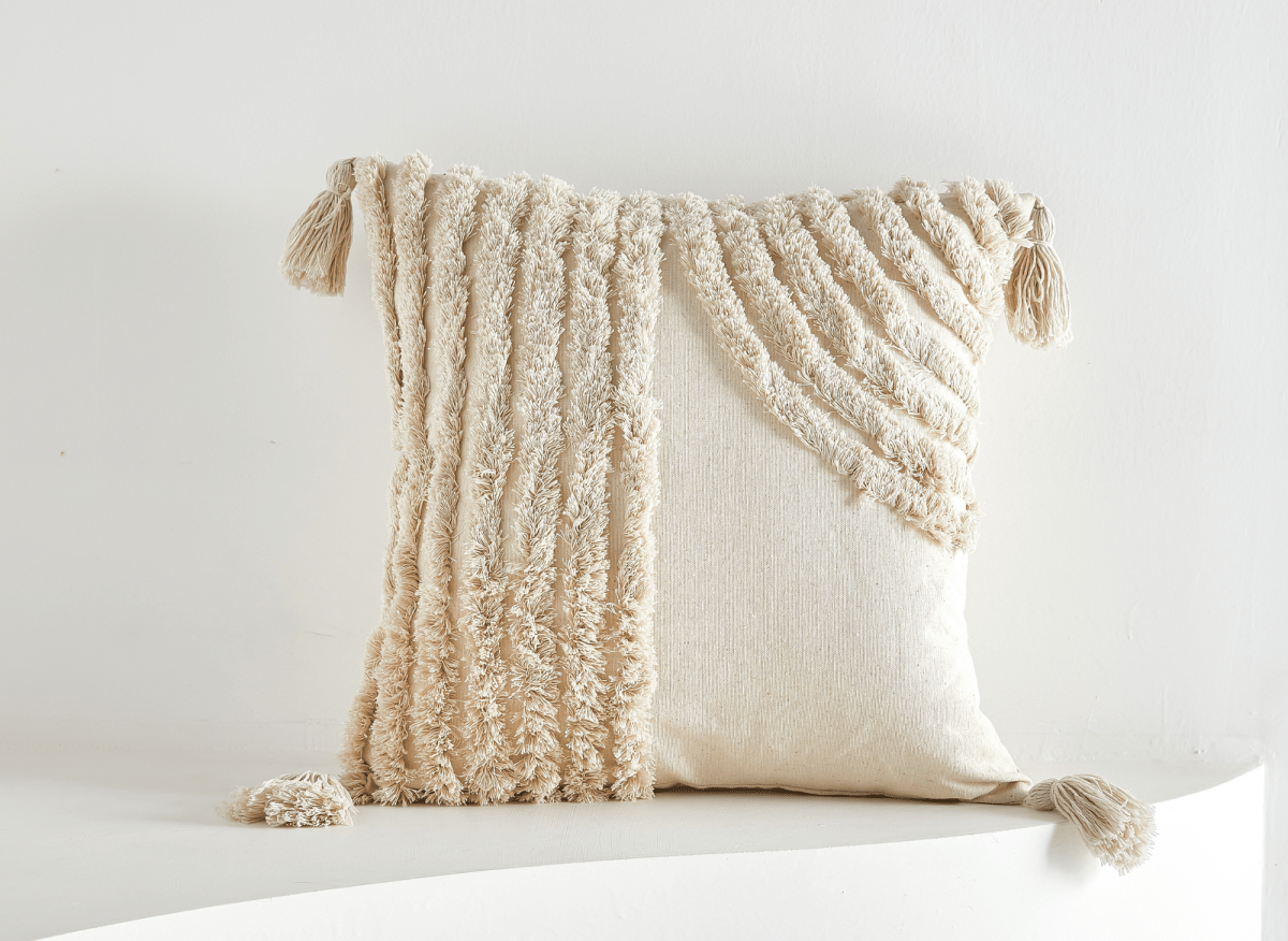 Coussin beige à tissu texturé 45x45 cm MONTREAL