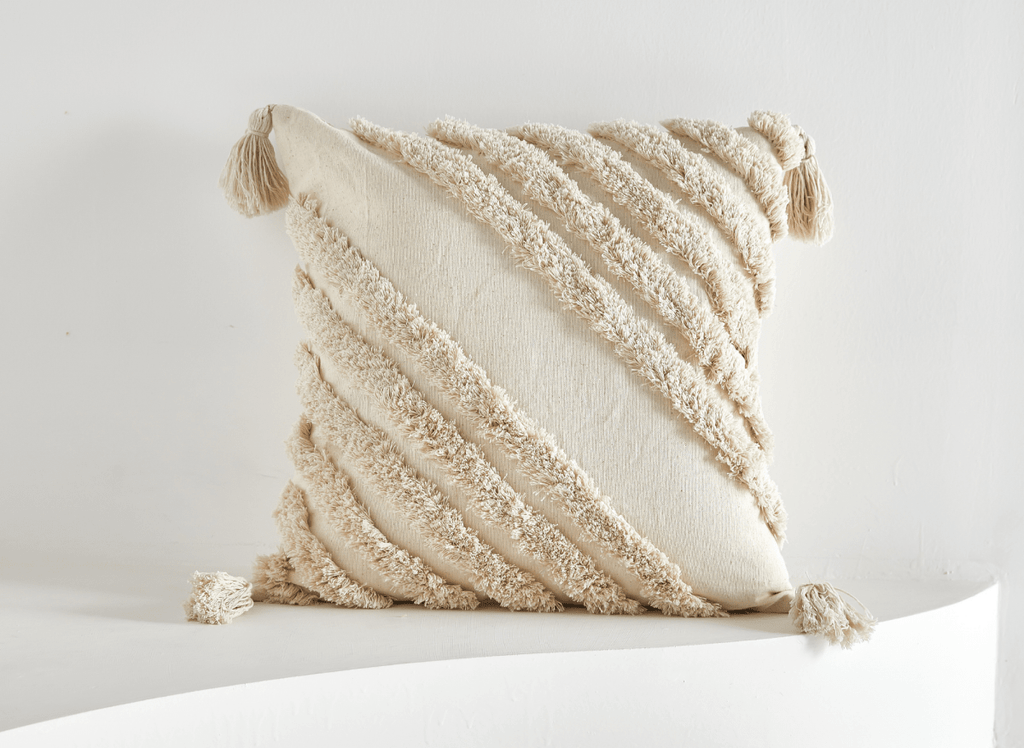 Coussin beige à tissu texturé 45x45 cm NEVADA