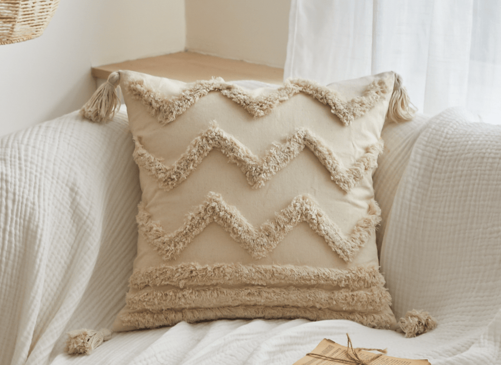 Coussin beige à tissu texturé 45x45 cm YINU