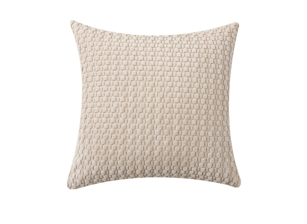 Coussin beige en tissu texturé doux 45x45 cm DUNE