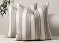 Coussin beige et gris à rayures 45x45 cm RIVIERA