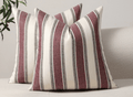 Coussin beige et rouge à rayures 45x45 cm RIVIERA