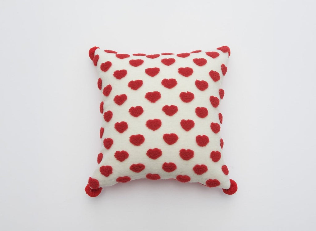 Coussin blanc à coeur rouge 45x45 cm SADEN
