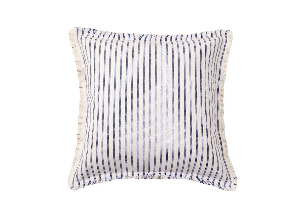 Coussin blanc à rayures bleu clair 45x45 cm TALINA