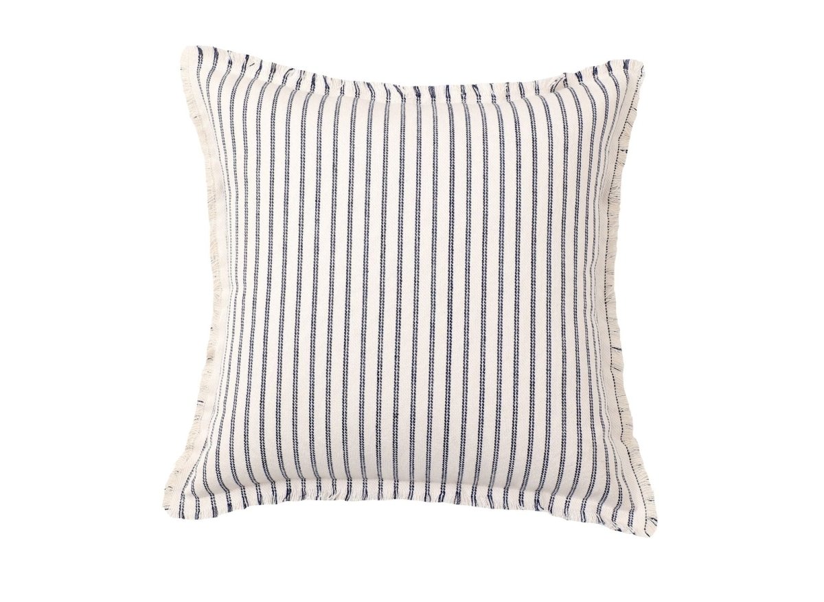 Coussin blanc à rayures bleu marine 45x45 cm TALINA