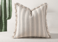 Coussin blanc écru à rayures noires texturées  45x45 cm PAVIA