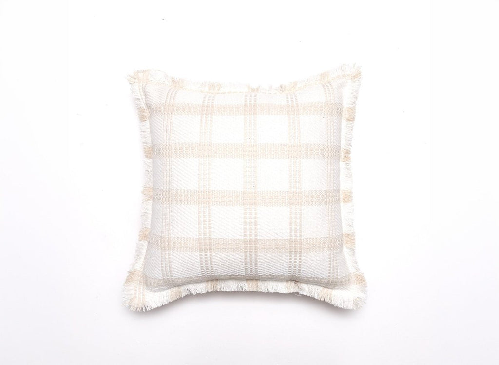 Coussin blanc et beige à carreaux 45x45 cm WARMY
