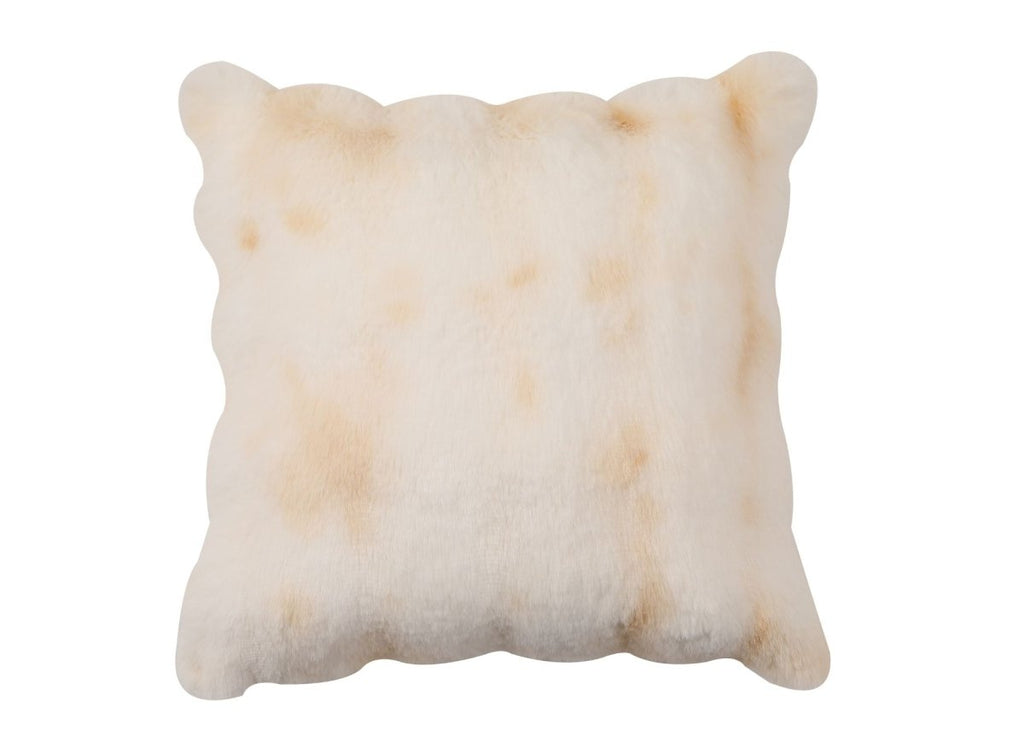Coussin blanc et beige effet fourrure 45x45 cm KAELA