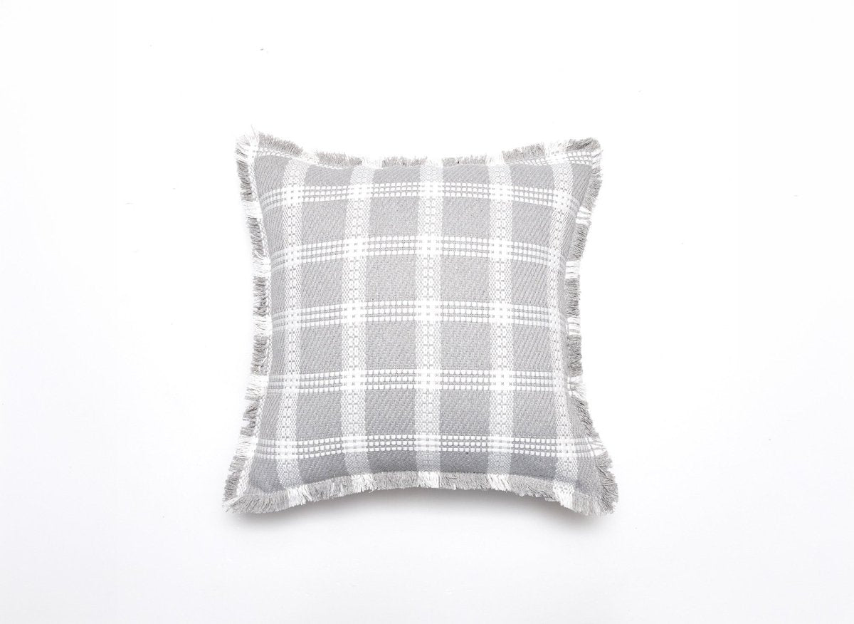 Coussin blanc et gris à carreaux 45x45 cm WARMY