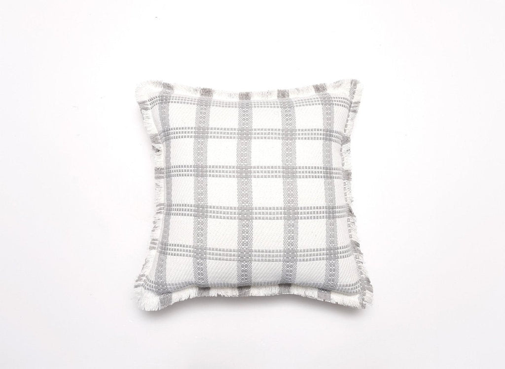 Coussin blanc et gris clair à carreaux 45x45 cm WARMY