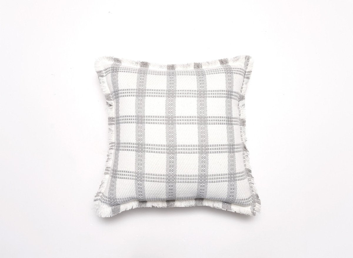 Coussin blanc et gris clair à carreaux 45x45 cm WARMY