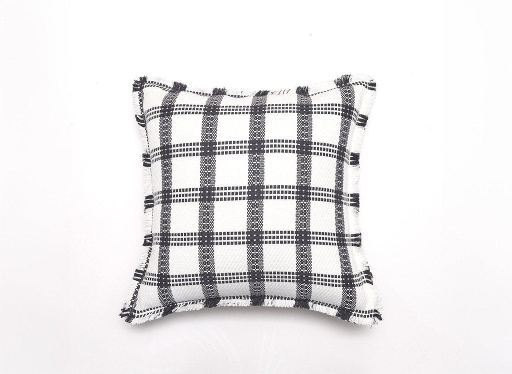 Coussin blanc et gris foncé à carreaux 45x45 cm WARMY