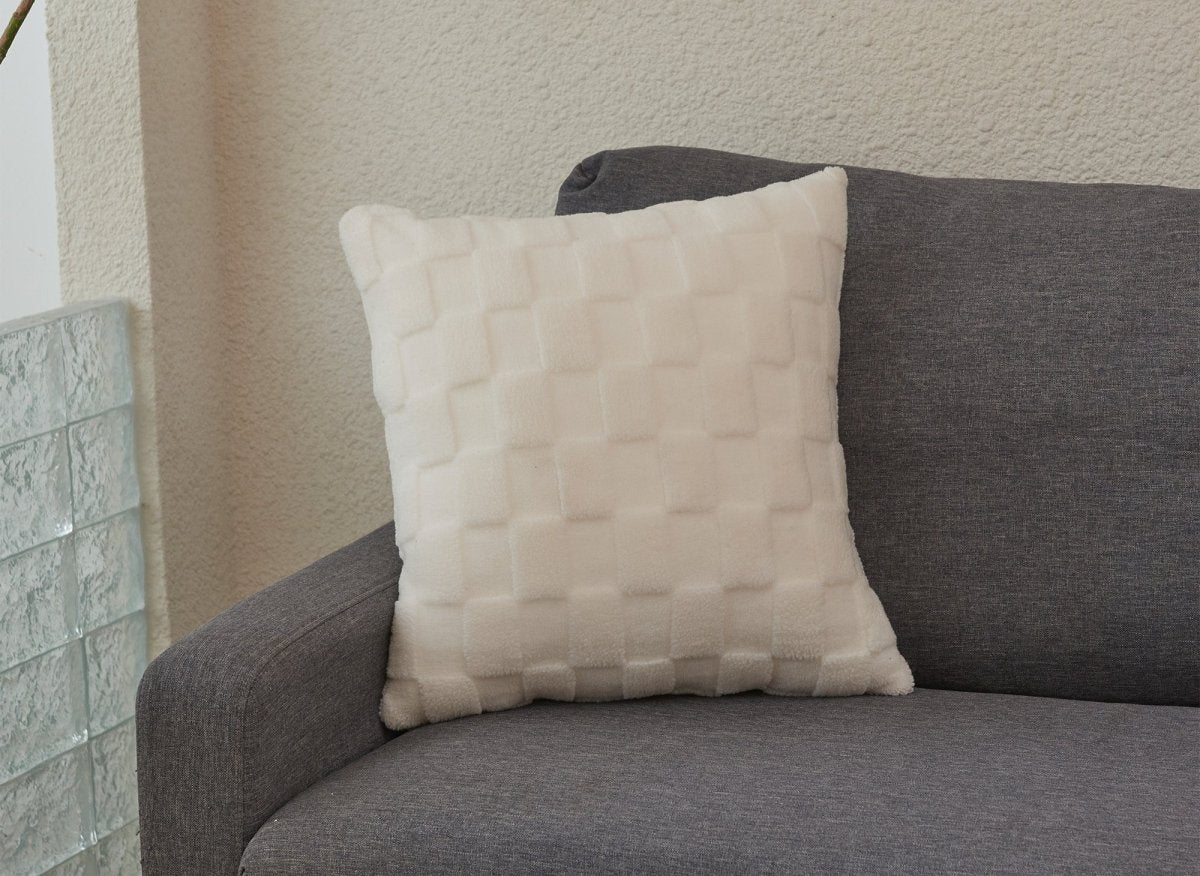 Coussin écru à motifs carrés 45x45 cm PARME