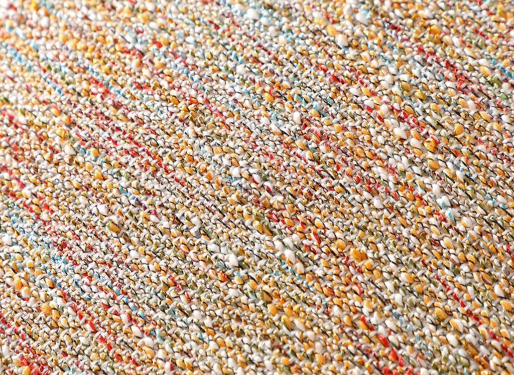 Coussin orange en tweed avec ponpons 45x45 cm POPINE
