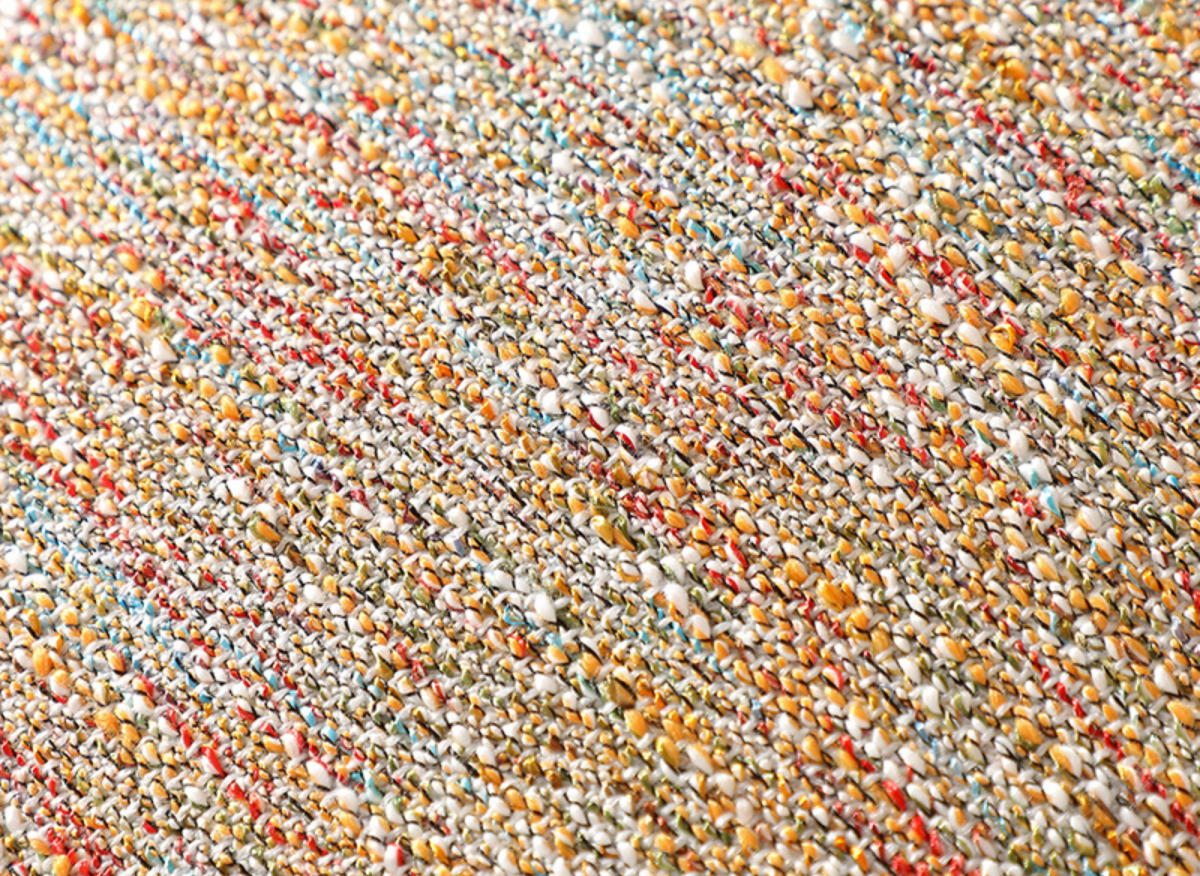 Coussin orange en tweed avec ponpons 45x45 cm POPINE