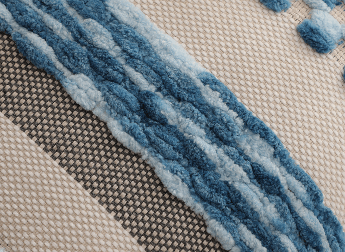Coussin texturé bleu et blanc écru 45x45 cm NEXUS