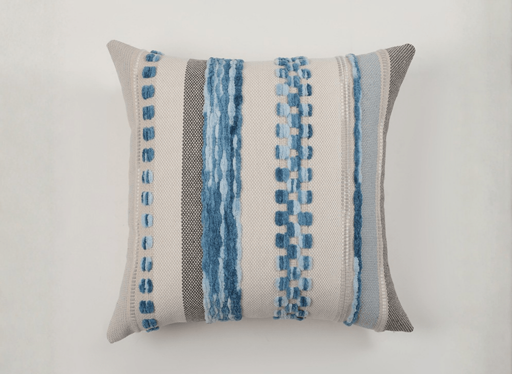 Coussin texturé bleu et blanc écru 45x45 cm NEXUS