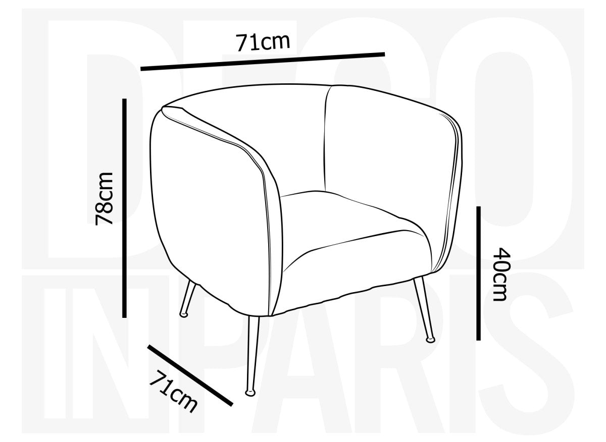 Fauteuil cabriolet en velours beige pieds noir PERRY