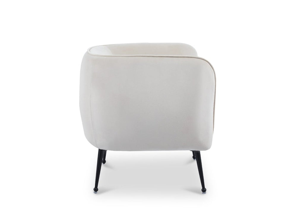 Fauteuil cabriolet en velours beige pieds noir PERRY