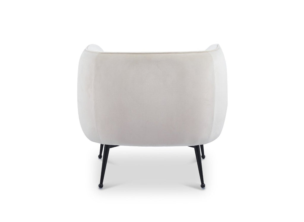 Fauteuil cabriolet en velours beige pieds noir PERRY