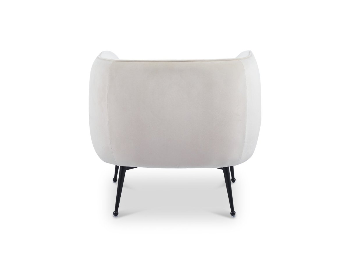 Fauteuil cabriolet en velours beige pieds noir PERRY