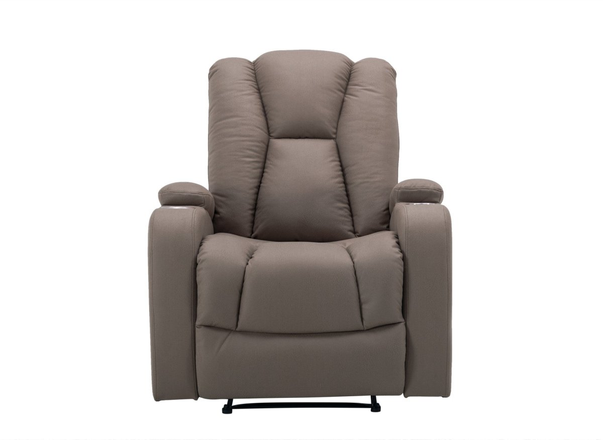 Fauteuil relax en tissu en microfibre marron CLARENCE