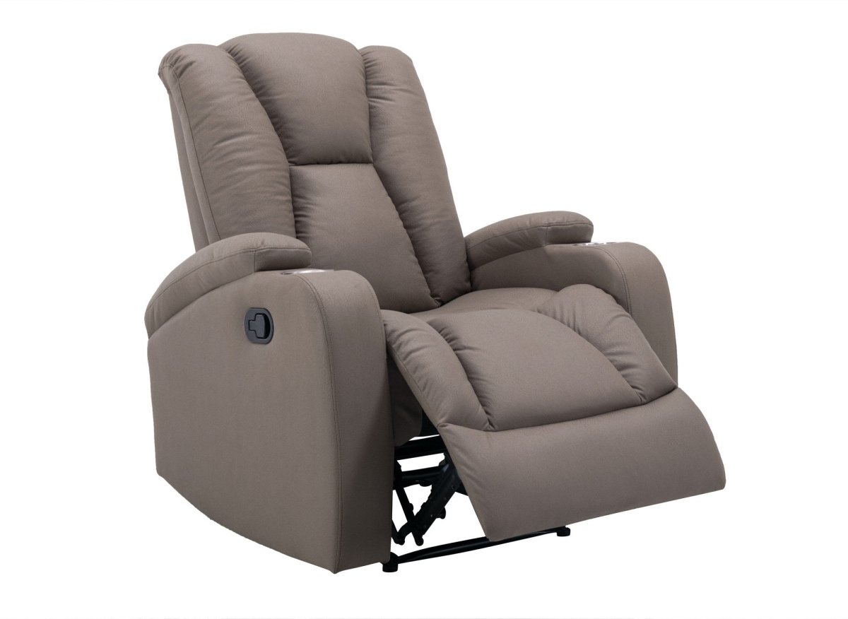 Fauteuil relax en tissu en microfibre marron CLARENCE