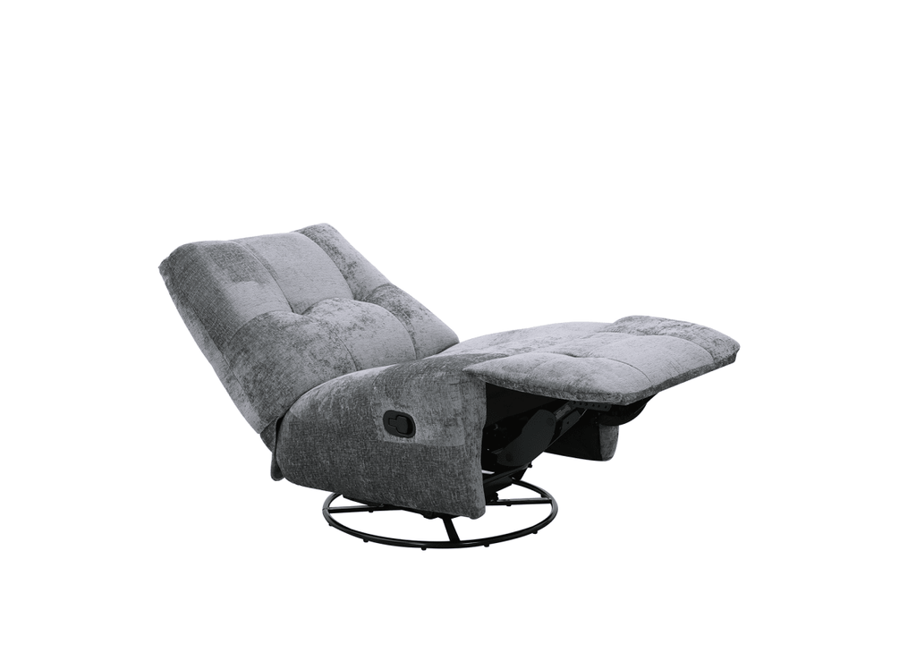 Fauteuil relax pivotant en velours chiné gris LISON