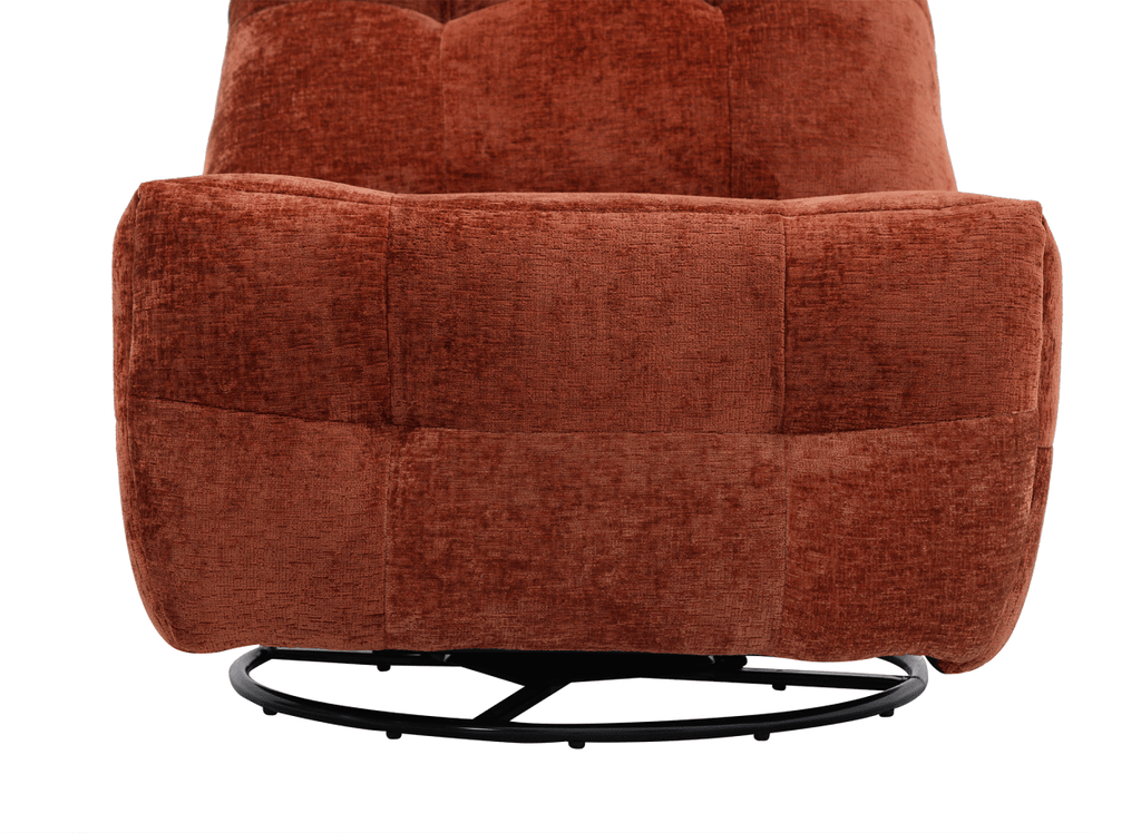 Fauteuil relax pivotant en velours chiné terracotta LISON