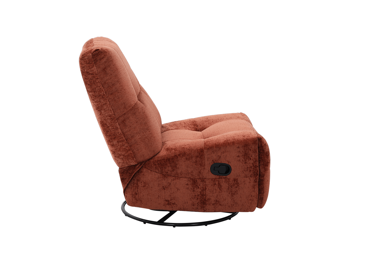 Fauteuil relax pivotant en velours chiné terracotta LISON