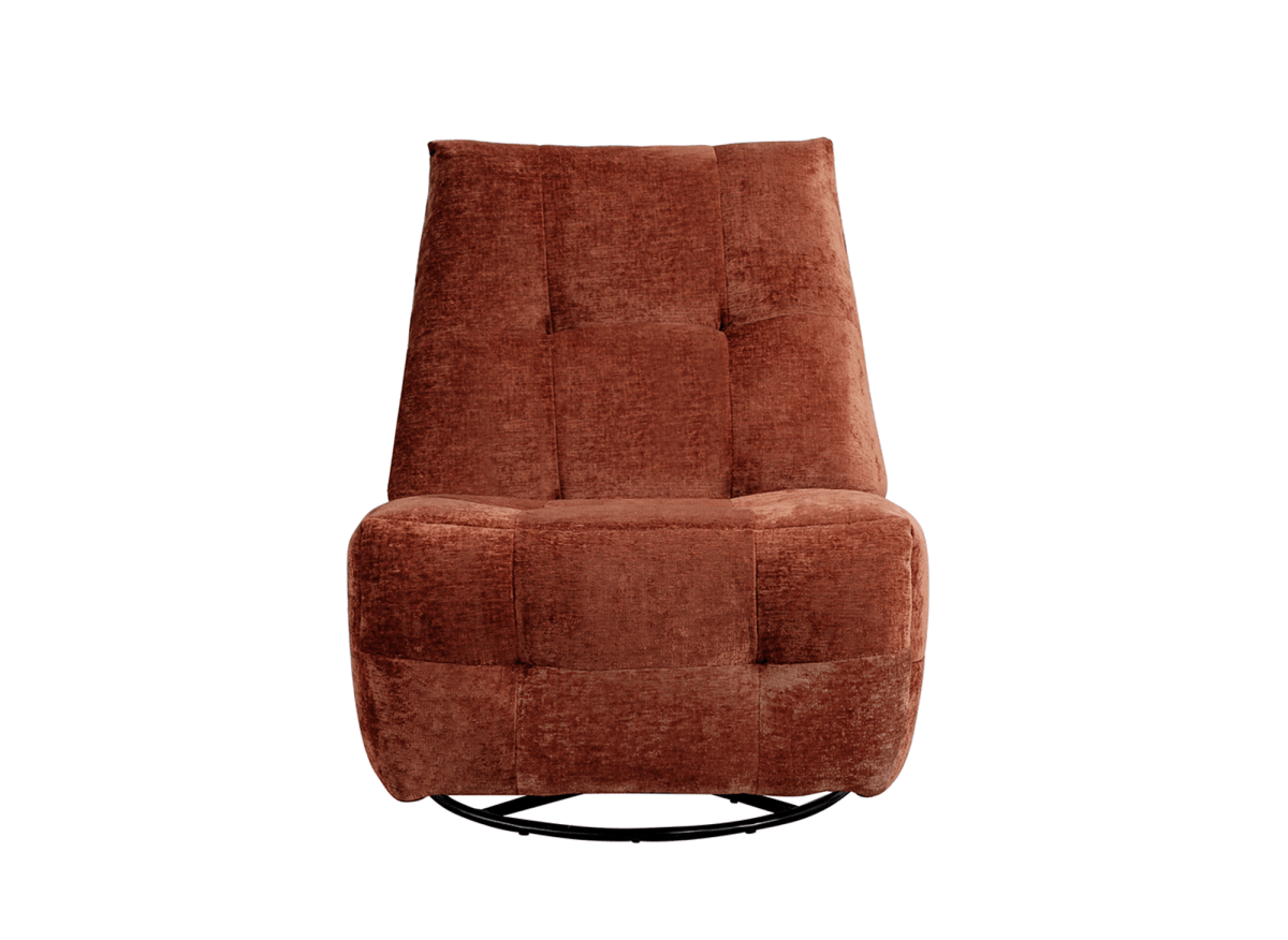 Fauteuil relax pivotant en velours chiné terracotta LISON