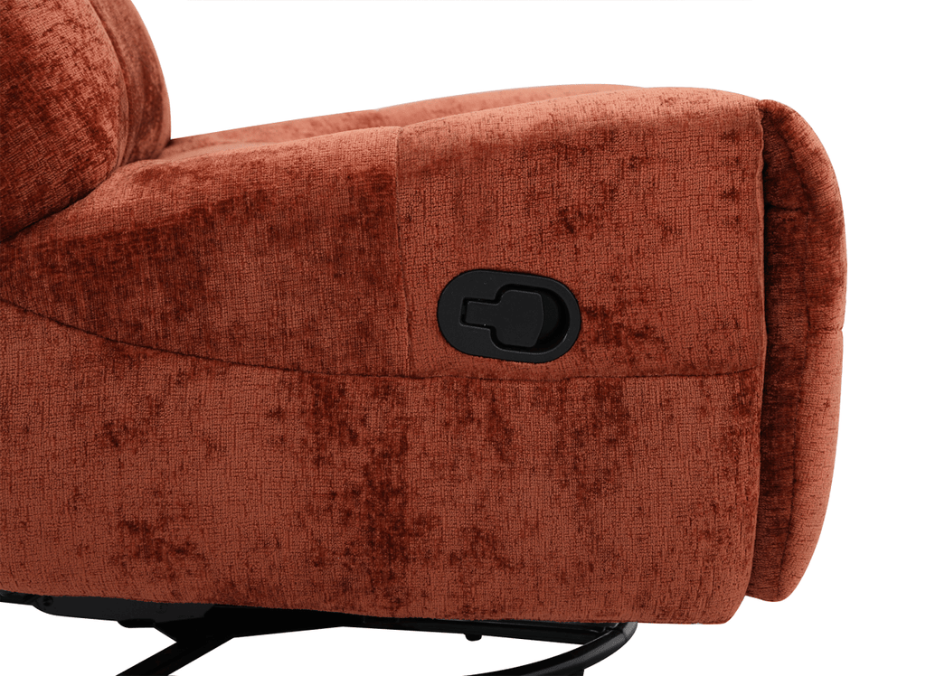 Fauteuil relax pivotant en velours chiné terracotta LISON