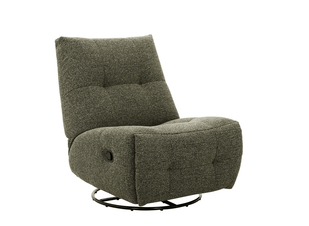 Fauteuil relax pivotant en velours texturé vert kaki LISON