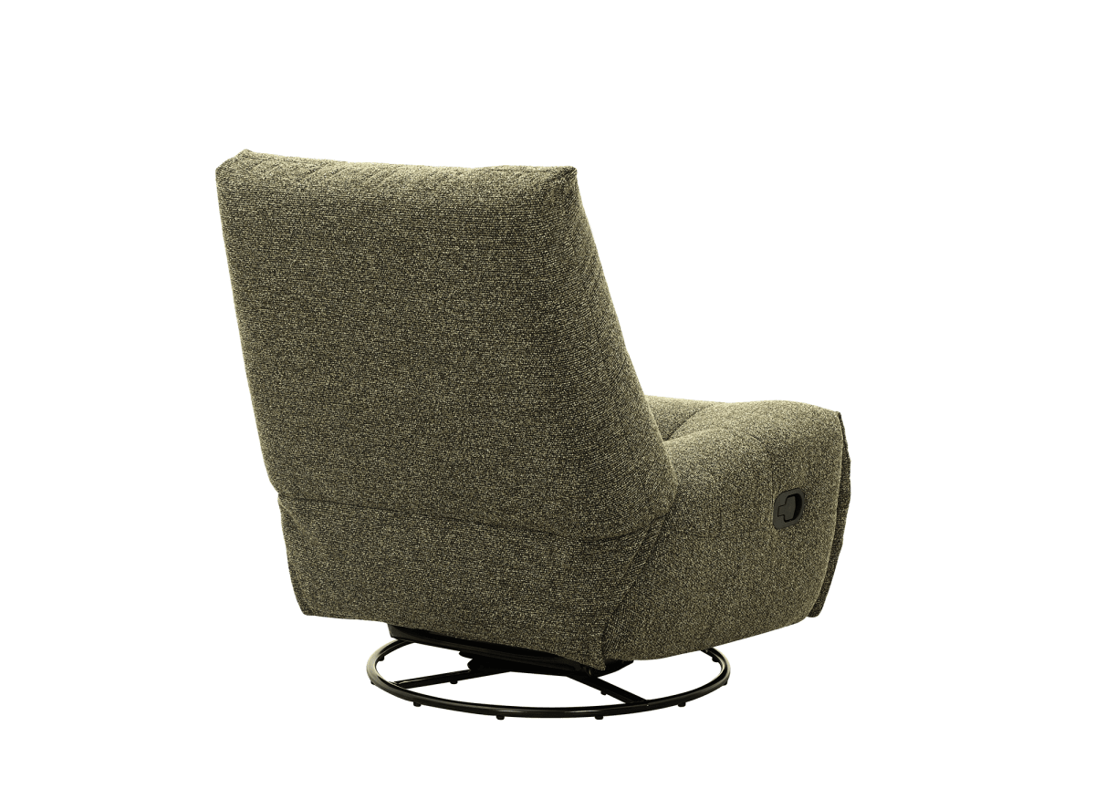 Fauteuil relax pivotant en velours texturé vert kaki LISON