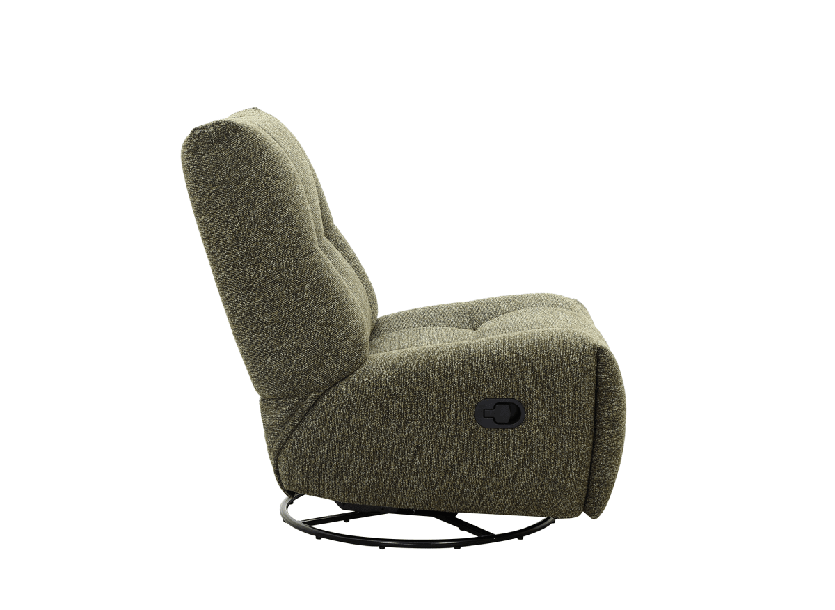 Fauteuil relax pivotant en velours texturé vert kaki LISON