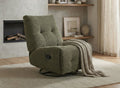 Fauteuil relax pivotant en velours texturé vert kaki LISON