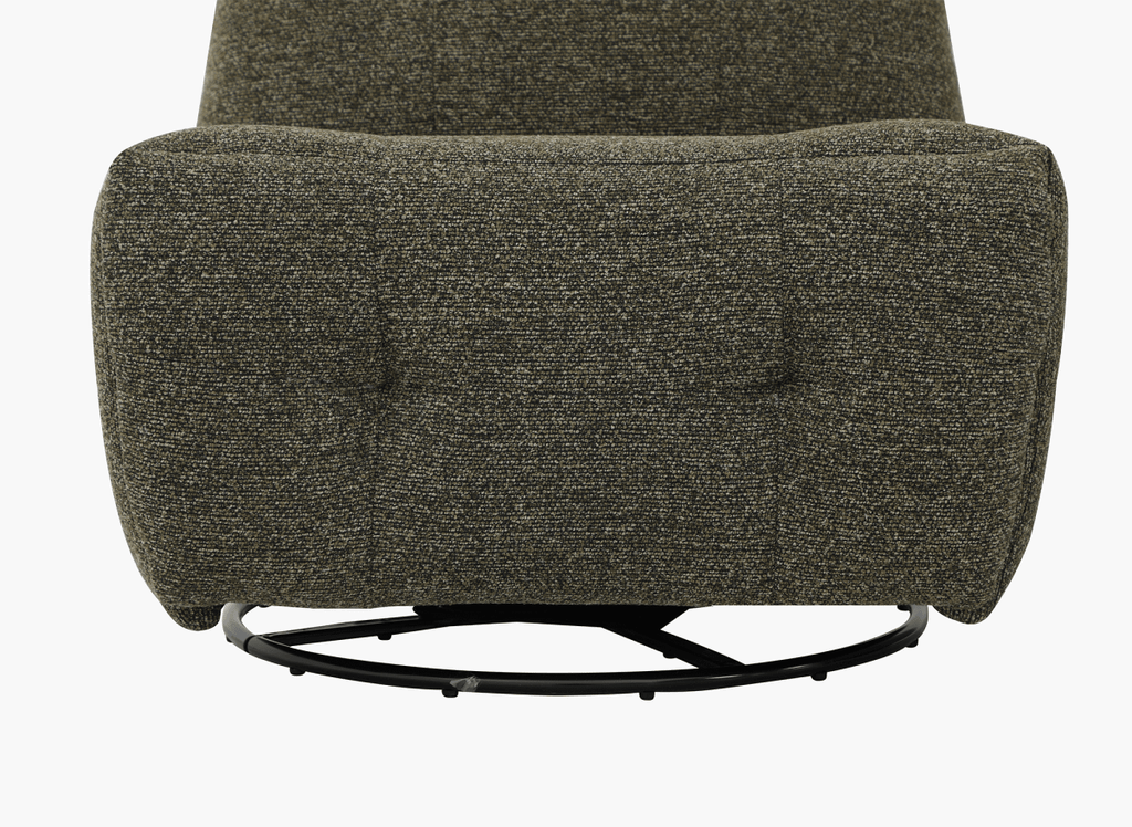 Fauteuil relax pivotant en velours texturé vert kaki LISON