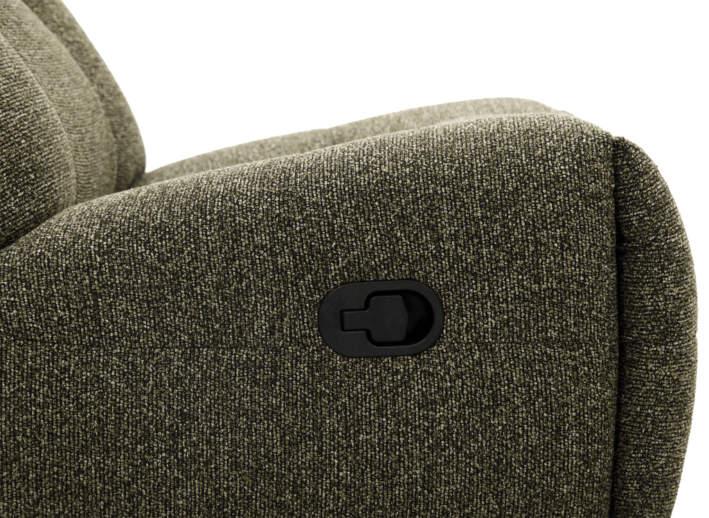 Fauteuil relax pivotant en velours texturé vert kaki LISON