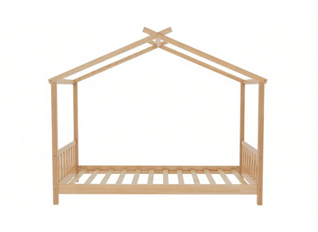 Lit cabane avec barreaux en bois 90 x 190 cm NIDOU