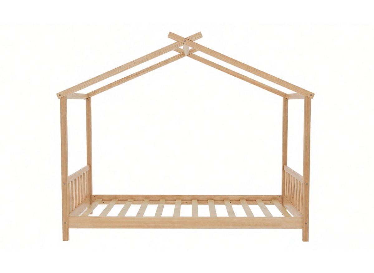 Lit cabane avec barreaux en bois 90 x 190 cm NIDOU