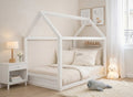 Lit cabane en bois blanc 90 x 190 cm POPY