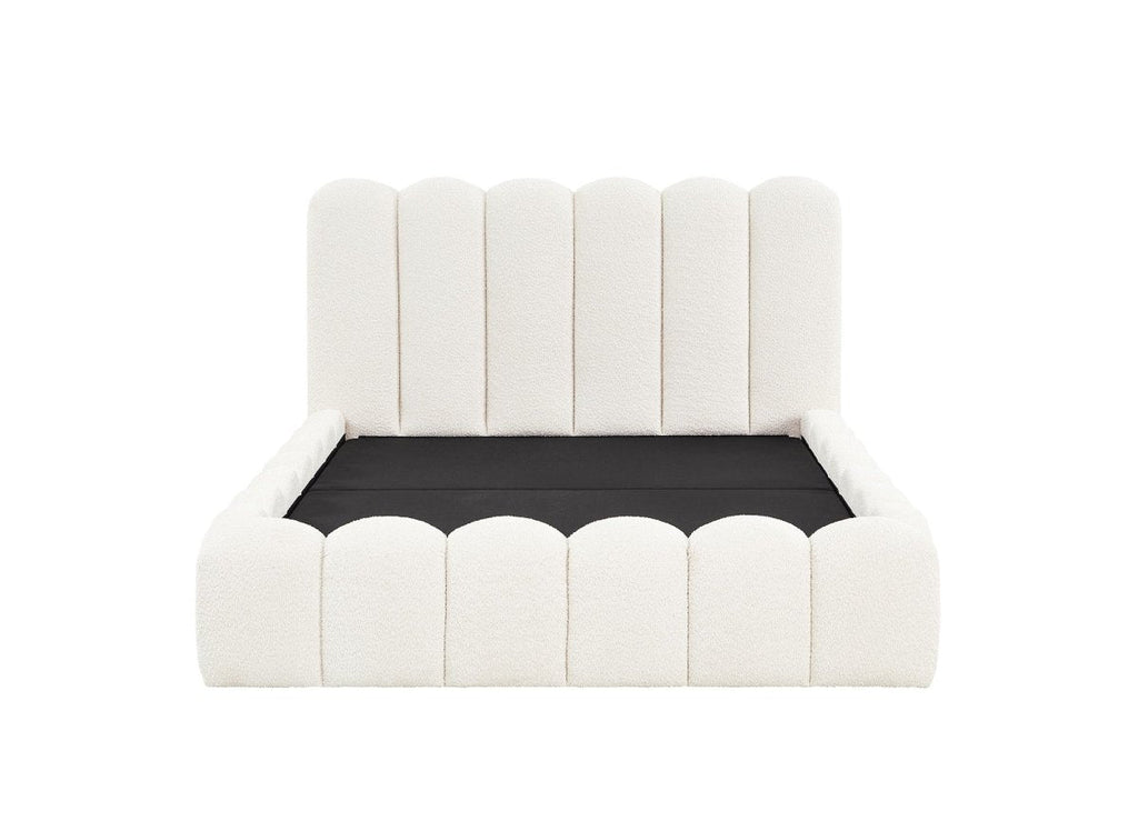 Lit coffre en tissu bouclette beige 140x190 cm RITA