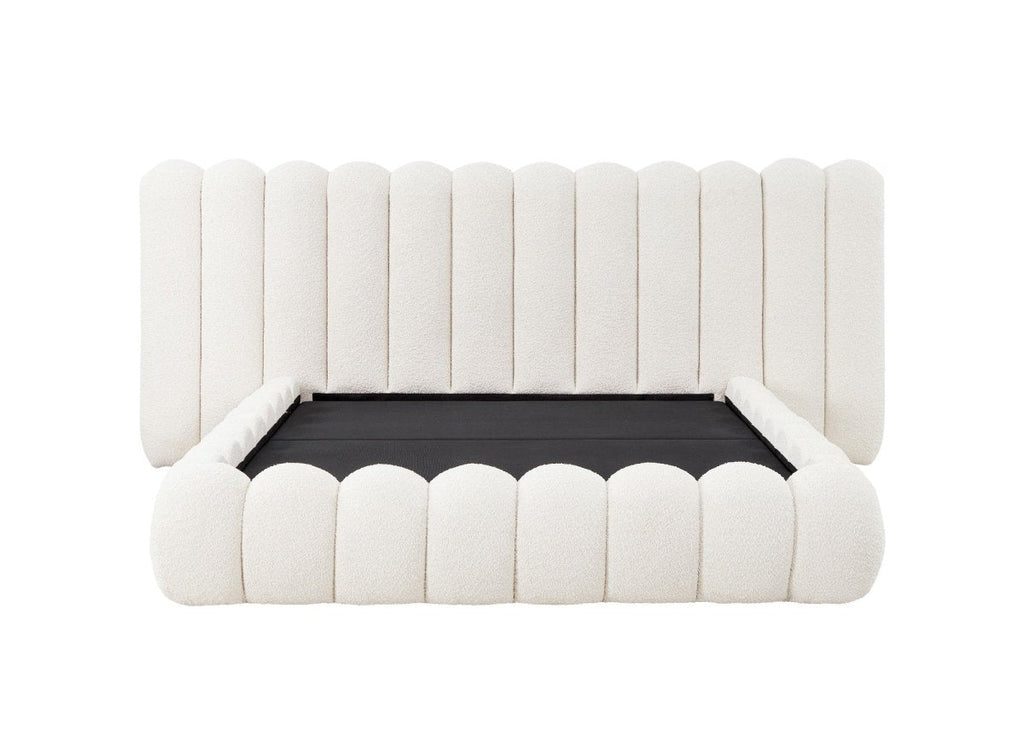 Lit coffre en tissu bouclette beige 160x200 cm GRETA