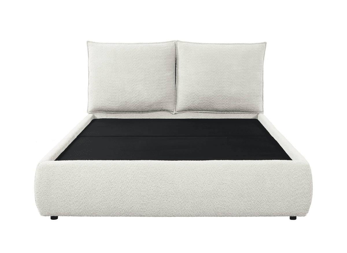 Lit coffre en tissu bouclette beige 160x200 cm MELY