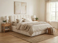 Lit coffre en tissu bouclette beige 160x200 cm RITA