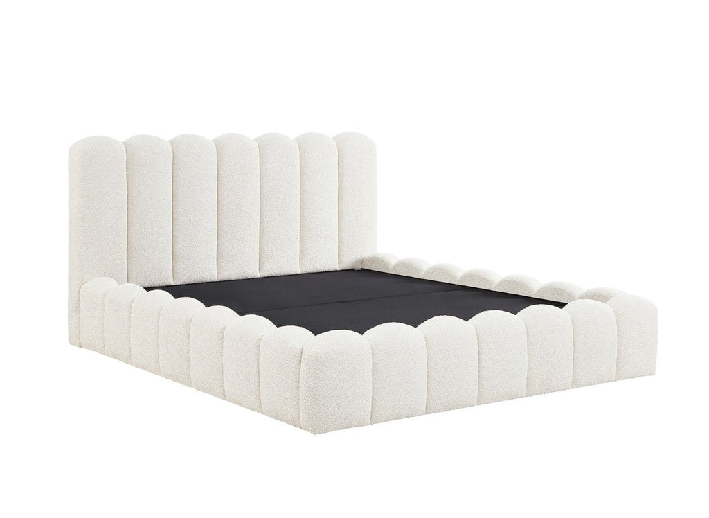 Lit coffre en tissu bouclette beige 160x200 cm RITA